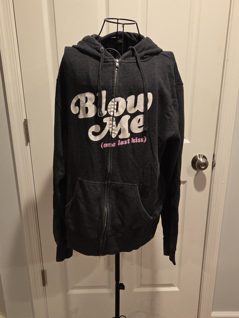 Charcoal Zip-Up Hoodie P!NK Merch Blow Me One Last Kiss